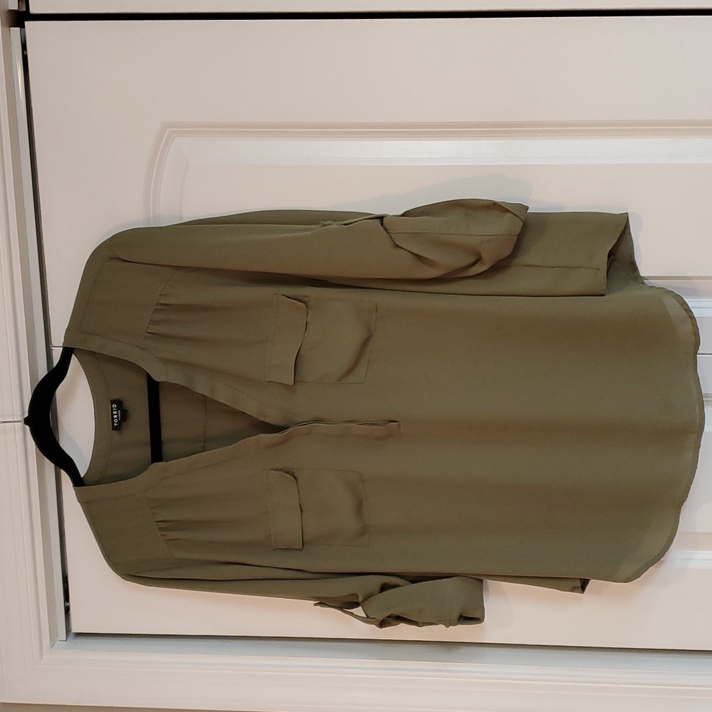 Olive Green Women's Top by Torrid 1X XL